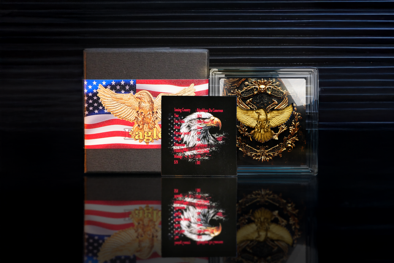 2025 Cameroon USA Bald Eagle 2 oz .999 Silver Shaped Coin — Silver